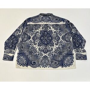 Scarf Print Button Up Collared Shirt Size XL